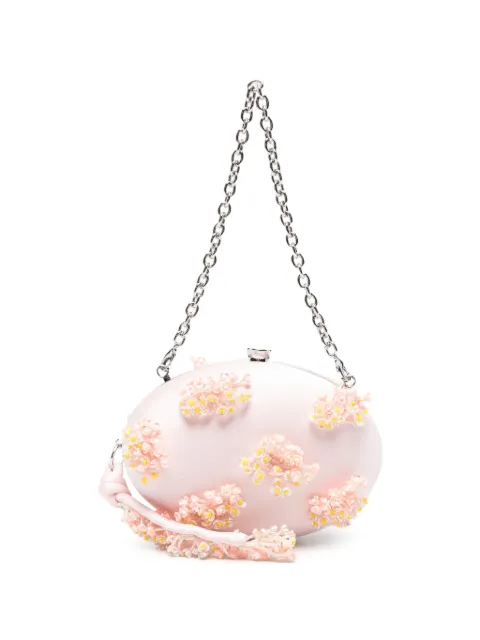 Self-Portrait floral-embellished clutch bag Pink PF26322P