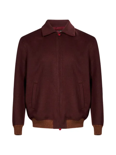 Kiton ribbed-trim zip-up jacket Red UW2503V0405L14000