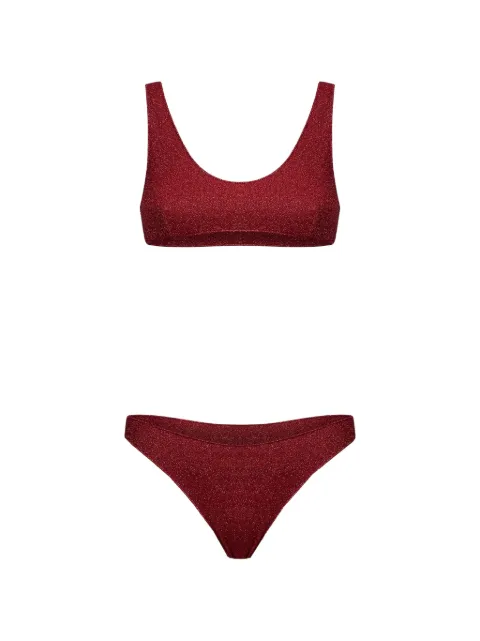 Oséree Lumière glitter-effect bikini Red LSS205CRL