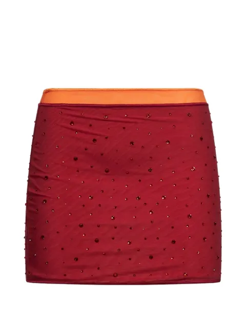 Oséree crystal-embellished semi-sheer mini skirt Red GSF268RGORNG