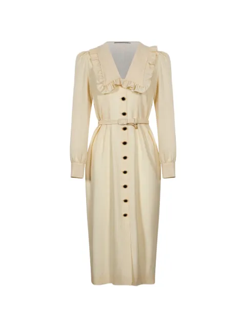 Alessandra Rich ruffled belted midi dress White FABX4389F4843