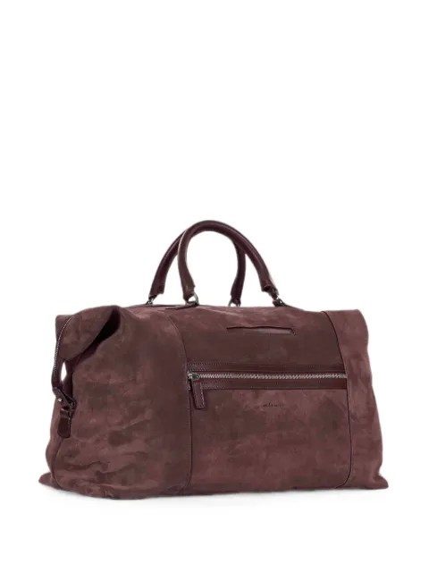 Kiton leather-trim suede holdall Purple UBA0148N01420050