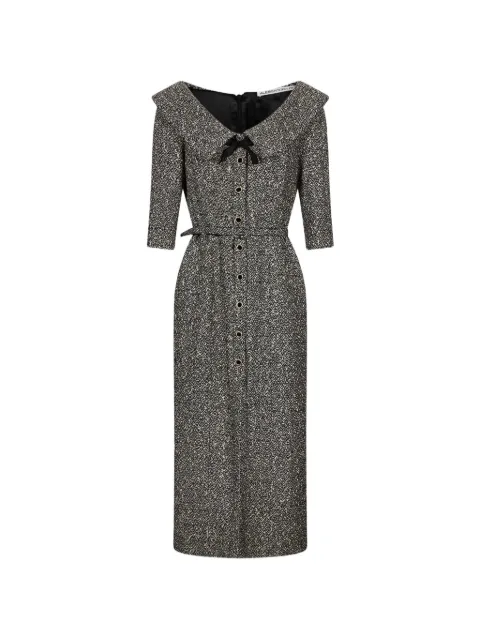 Alessandra Rich off-shoulder sequin-tweed midi dress Grey FABX4529F4839
