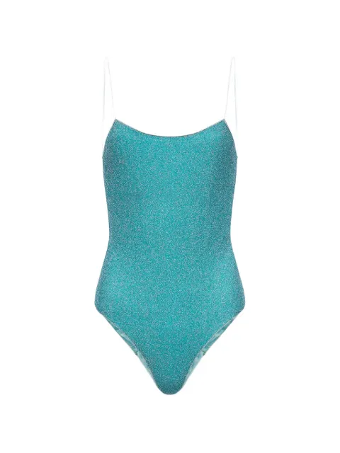 Oséree Lumiére glitter-effect scoop-back swimsuit Blue LIS601TRQS