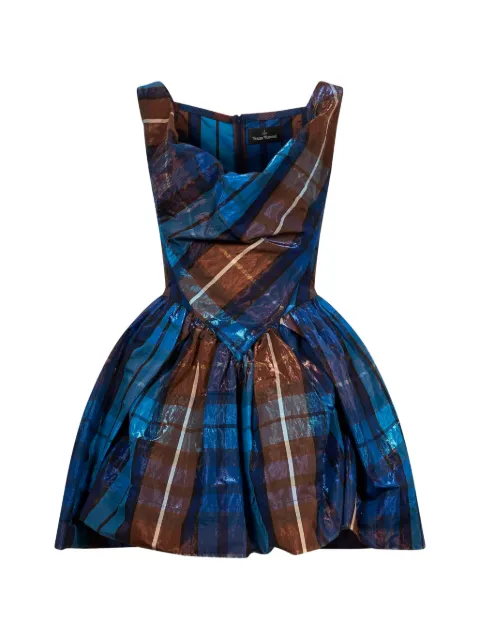 Vivienne Westwood tartan-print draped dress Blue 1101039HW01JF