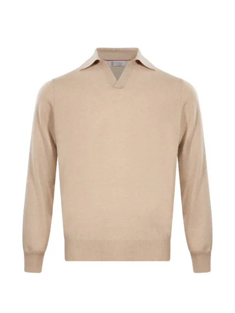 Brunello Cucinelli long-sleeve polo-collar sweater Neutrals M22203805CS396