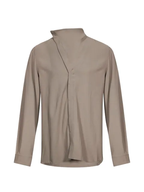 Rick Owens asymmetric-front long-sleeve shirt Grey RU02F4299HY