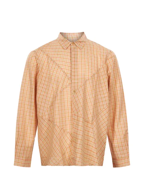 YMC Substance check-print shirt Orange P2AMF