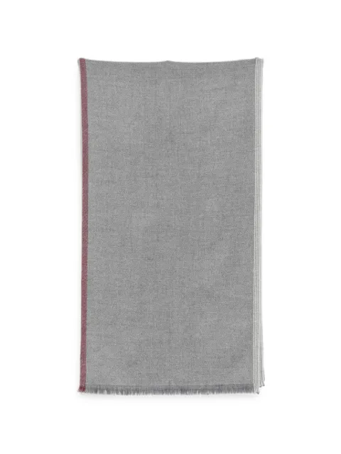 Brunello Cucinelli herringbone-weave frayed scarf Grey MSC665ORCJS88