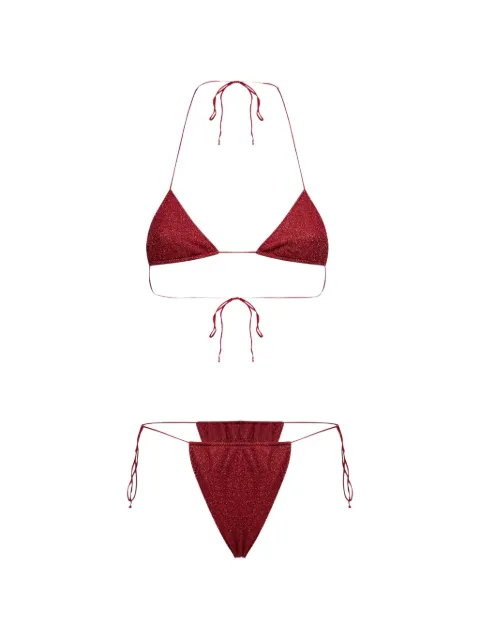 Oséree glitter-effect triangle bikini Red LTS216CRL