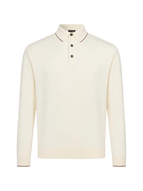 Kiton contrast-trim long-sleeve polo shirt Neutrals UMK106101001PNNCMMLL