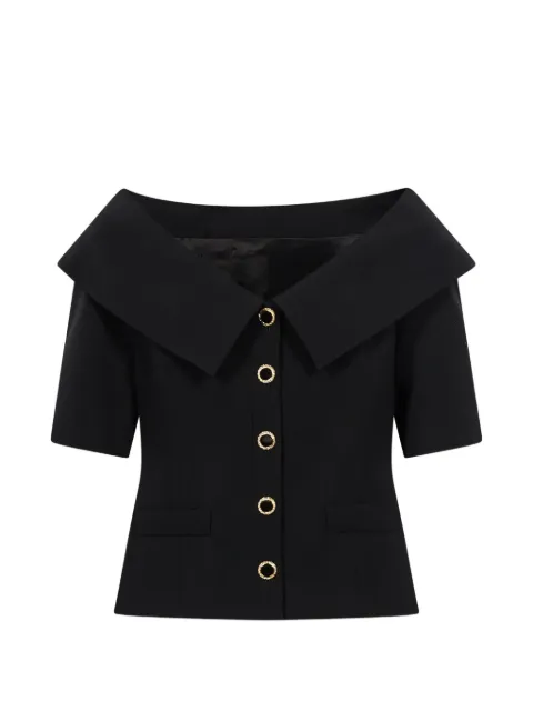 Alessandra Rich off-shoulder button-up jacket Black FABX4479F2335