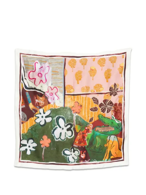 ALEMAIS Mlak printed silk scarf White 7859A