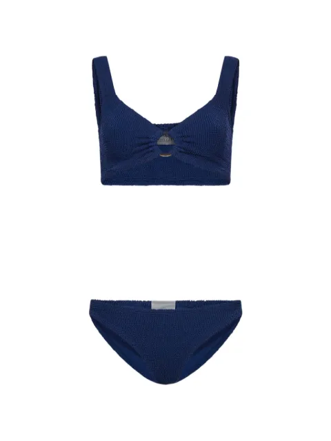 Hunza G Julia ring-detail crinkled bikini Blue BJULIAGDNVY
