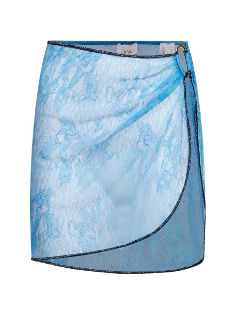Oséree lace-overlay wrap cover-up skirt Blue PGF268