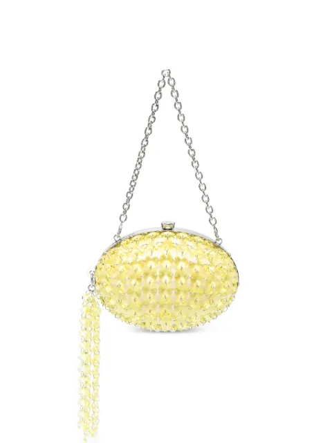 Self-Portrait crystal-embellished chain-link clutch bag Yellow PF26322AY