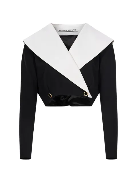 Alessandra Rich cropped contrast-collar jacket Black FABX4528F2335
