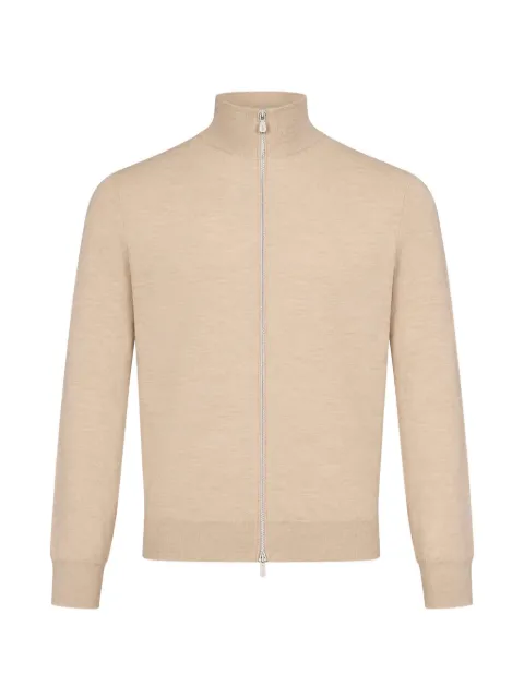 Brunello Cucinelli zip-up ribbed-trim sweater Neutrals M2400106CLB17