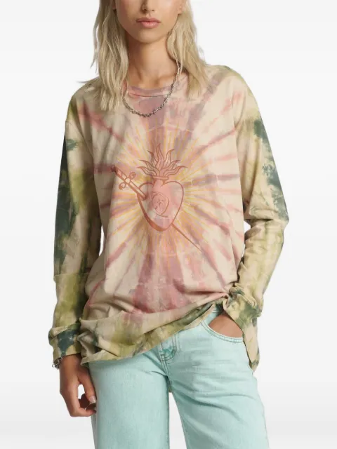 One Teaspoon Heart O Steel tie-dye T-shirt Pink 25446D