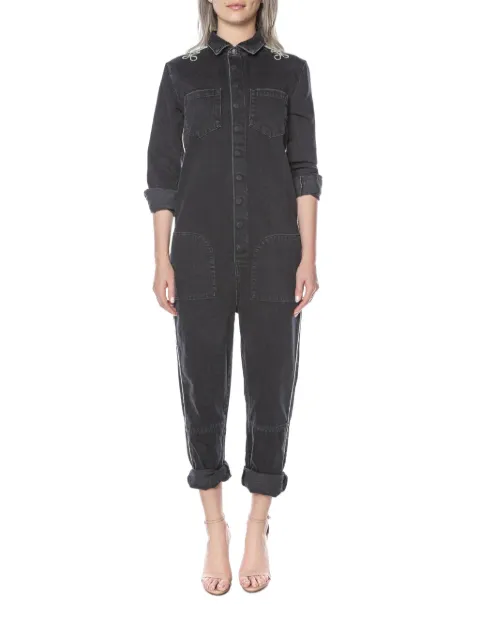 One Teaspoon embroidered-detail denim jumpsuit Black 23797