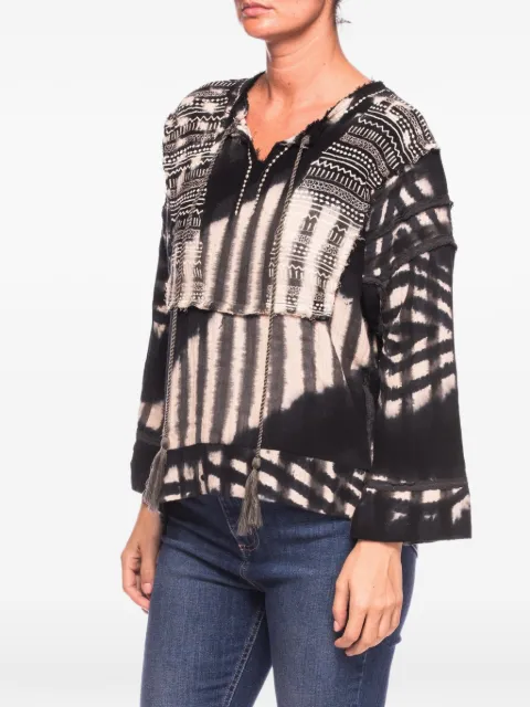 One Teaspoon Santorini tie-dye embroidered blouse Black 23578