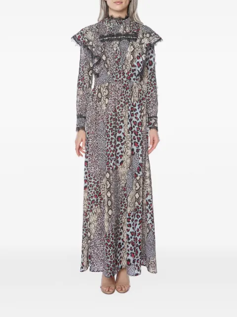 One Teaspoon animal-print ruffled maxi dress Blue 24200