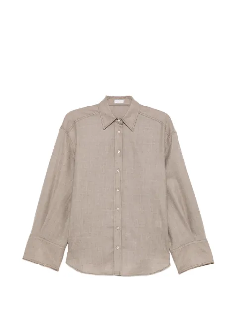 Brunello Cucinelli Monili-trim button-fastening shirt Neutrals MP550M1M06C1418