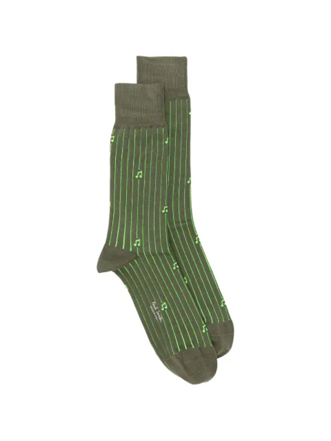 Paul Smith musical-note striped socks Green M1A800MOW067