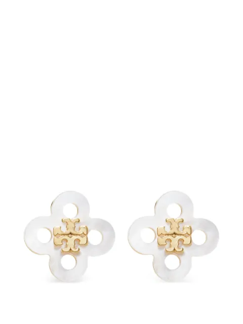 Tory Burch Forget Me Not clover stud earrings White 184411