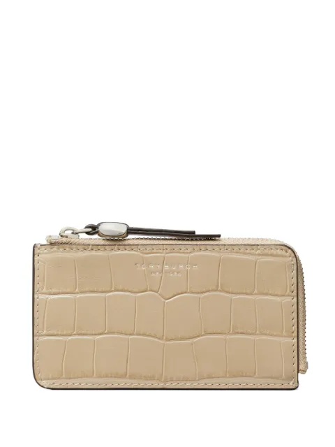 Tory Burch Romy croc-embossed zip card case Neutrals 183047