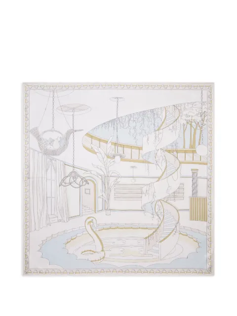 Tory Burch The Pool silk square scarf Neutrals 181785