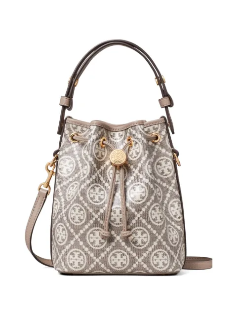 Tory Burch T monogram coated-jacquard mini bucket bag Grey 182853