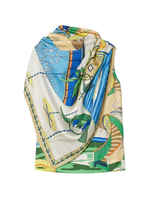 Tory Burch printed silk cape top Blue 182330
