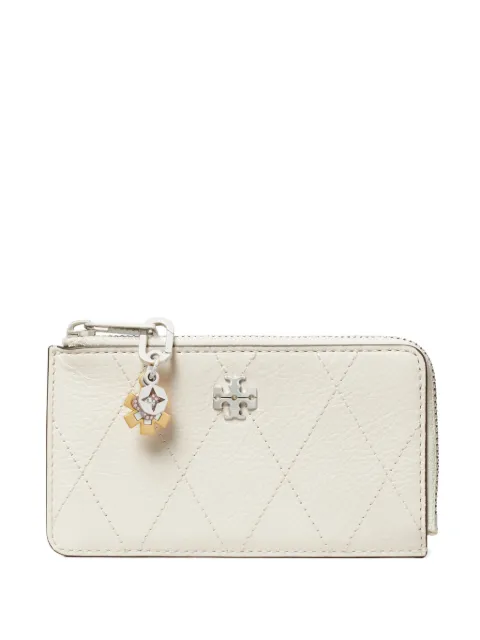 Tory Burch Charlie quilted zip card case White 186057