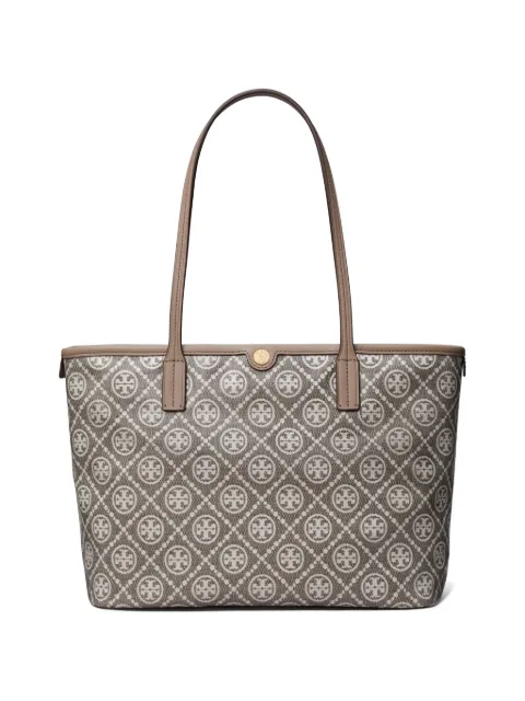 Tory Burch T Monogram coated jacquard small zip tote bag Grey 184576