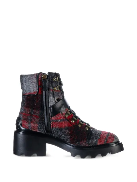 Tod's plaid combat boots Grey XXW08D0EG40PXBSAPK