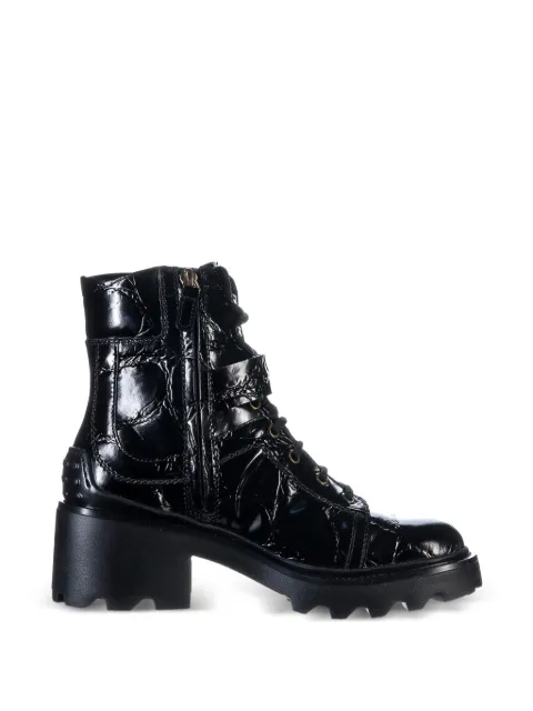Tod's croc-effect buckled combat boots Black XXW08D0EB30XLXB999