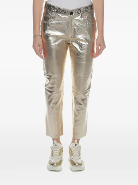 One Teaspoon Heart Break Hotel leather cropped trousers Gold 26131