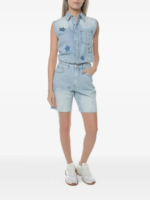 One Teaspoon Jackson star-patchwork denim playsuit Blue 26928