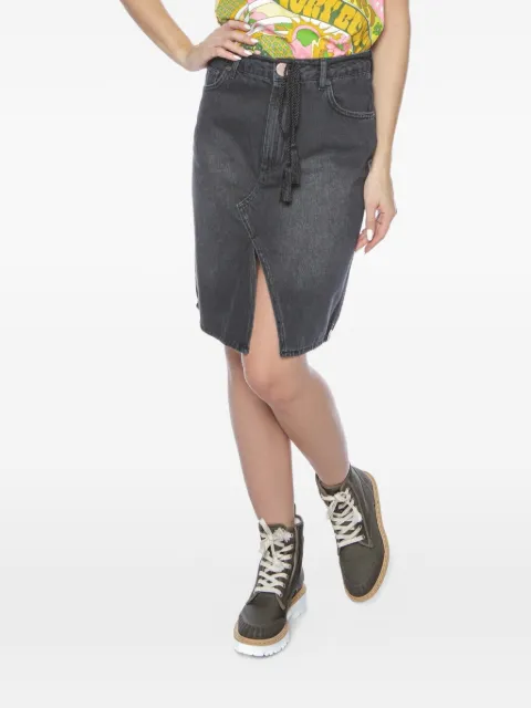 One Teaspoon Trucker front-slit midi skirt Black 23671