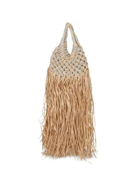 Hibourama Vannifique fringed tote bag Neutrals VANNIFIQUERAFIAFRANGE