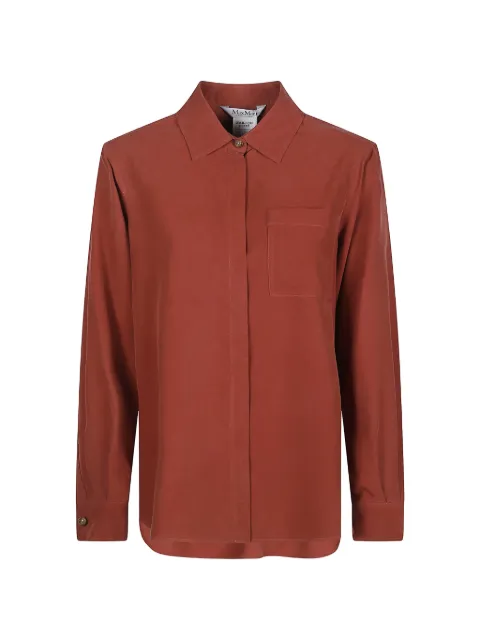 Max Mara logo-plaque chest-pocket shirt Brown 2611111151600