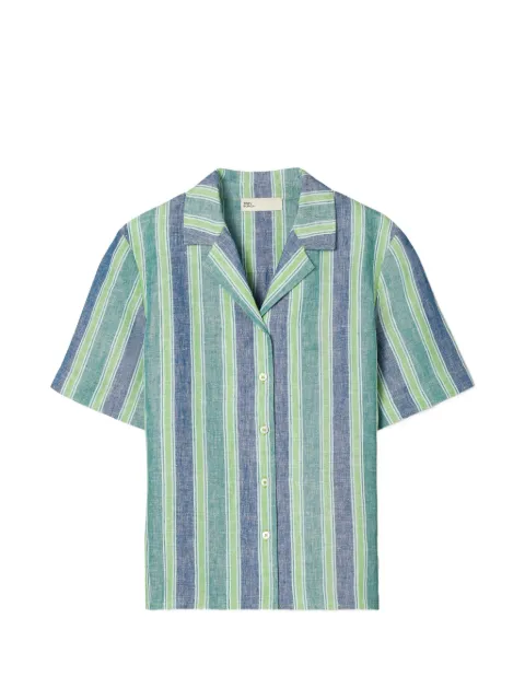 Tory Burch striped linen camp shirt Blue 182102