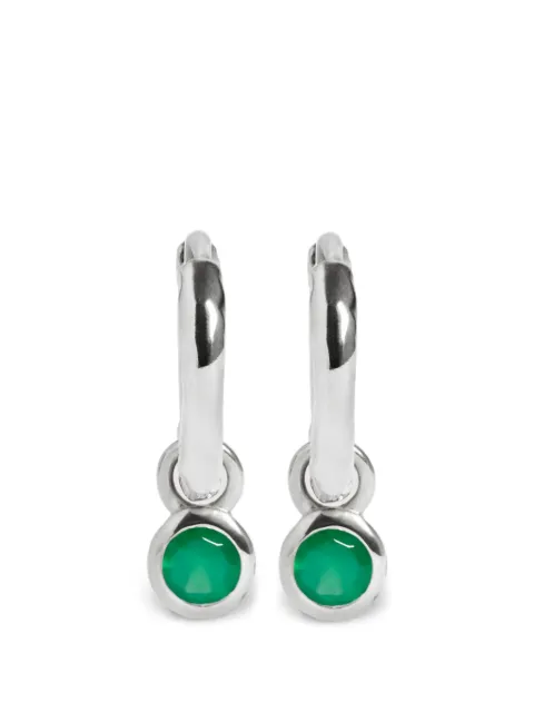 Monica Vinader green-onyx hammered earrings Silver SSEABSNLGRO