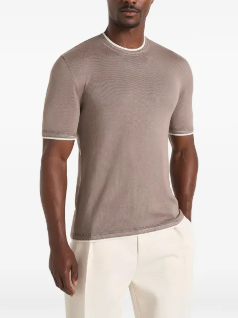 Manière De Voir Wyatt contrast knit T-shirt Brown MAN3575