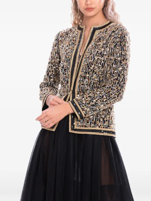 Dina Melwani crystal-embellished bead-embroidered jacket Black DMSS26170218