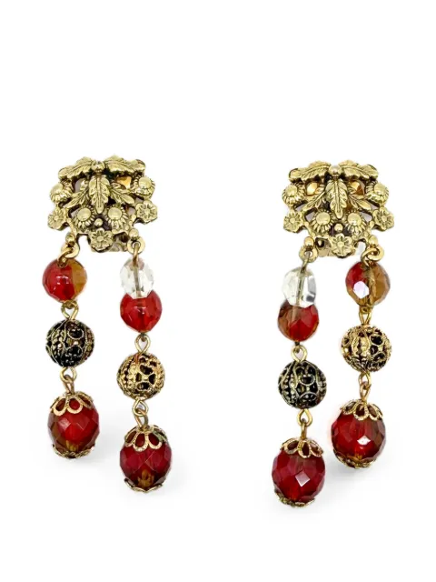 Jennifer Gibson Jewellery 1940-1950s Schiaparelli Tassel Art Glass earrings Gold JGJSCHIARTERG