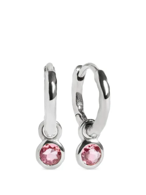 Monica Vinader hammered-effect pink-gemstone earrings Silver SSEABSNLPTR