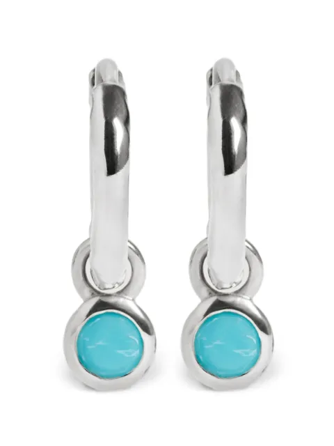 Monica Vinader hammered-effect turquoise-pendant hoop earrings Silver SSEABSNLTUQ
