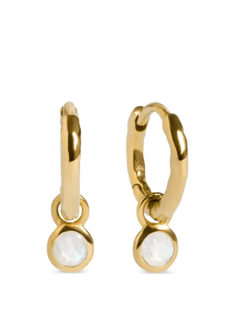 Monica Vinader moonstone-pendant hammered hoop earrings Gold GPEABSNLMOO